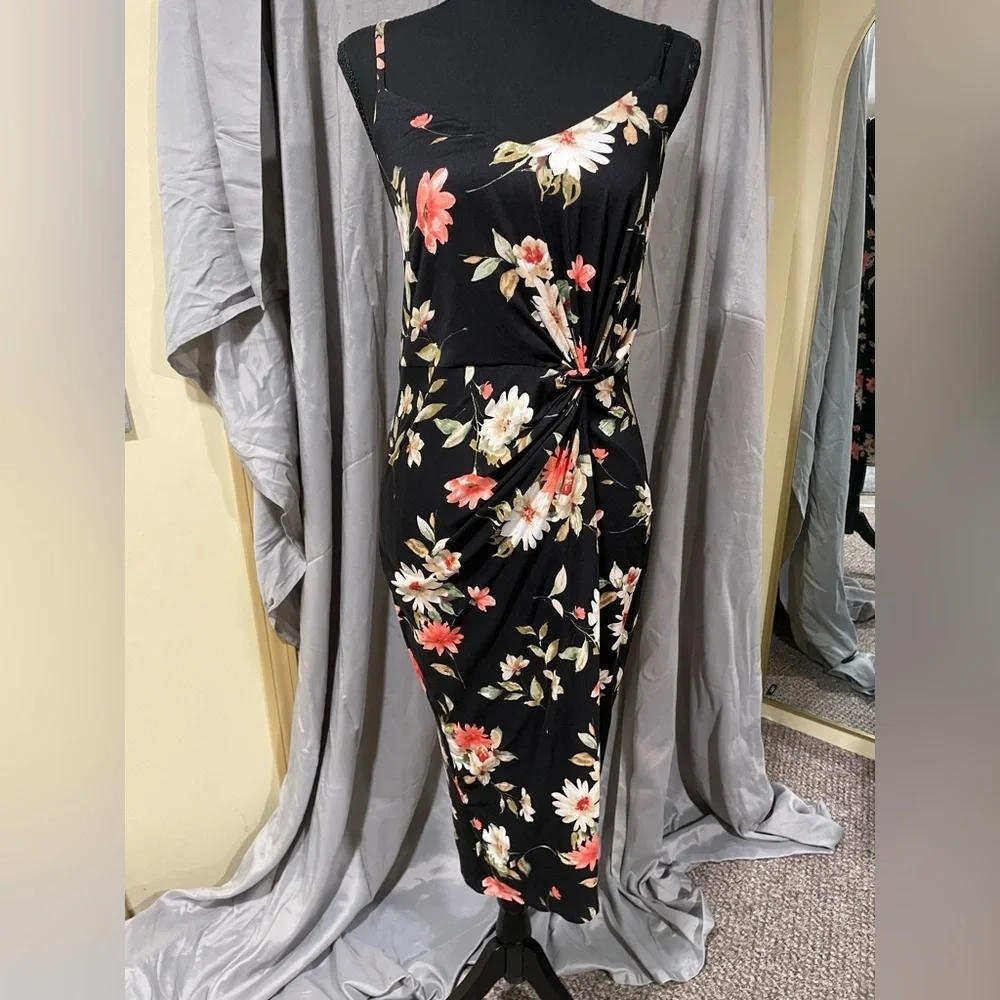 Nine Britton Black Floral Midi Dress - Picture 1 of 7